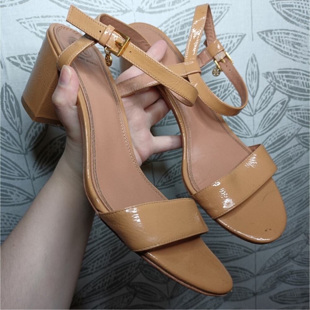 Tory Burch Laurel Patent Heels Pumps Nude Tan Neutral Summer